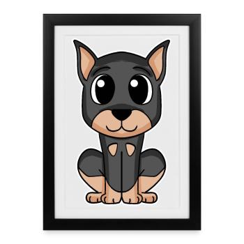Doberman Dog Propriétaire de chien - Affiche encadrée (27 × 37 cm) - noir - Devant