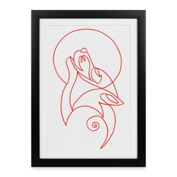 Esquisse du loup rouge - Affiche encadrée (27 × 37 cm) - noir - Devant