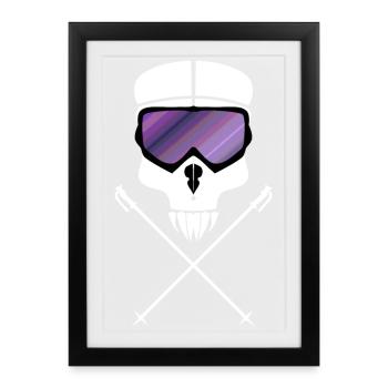 Crâne de ski - Affiche encadrée (27 × 37 cm) - noir - Devant
