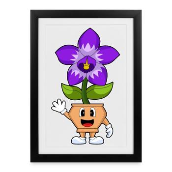 Orchidée drôle - Affiche encadrée (27 × 37 cm) - noir - Devant