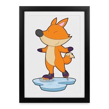 Fox Ice Skating Skates - Framed poster (27 × 37 cm) - black - Front