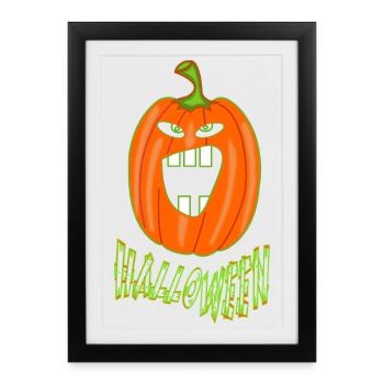 Citrouille automnale pour Halloween - Affiche encadrée (27 × 37 cm) - noir - Devant