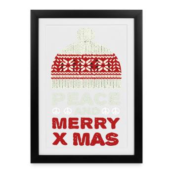 Frieden und Frohe Weihnachten - Gerahmtes Poster (27 × 37 cm) - Schwarz - Vorne