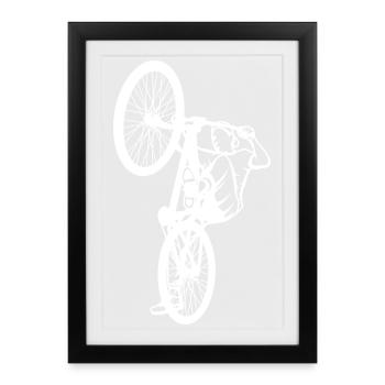 Dessin de cycliste BMX - Affiche encadrée (27 × 37 cm) - noir - Devant