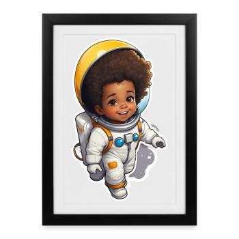 Cute astronaut character for kids - Framed poster (27 × 37 cm) - black - Front