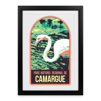 Flamingo Pink Camargue: Enchanted Nature - Framed poster (27 × 37 cm) - black - Front