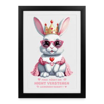 Reine des lapins mignons - Affiche encadrée (27 × 37 cm) - noir - Devant