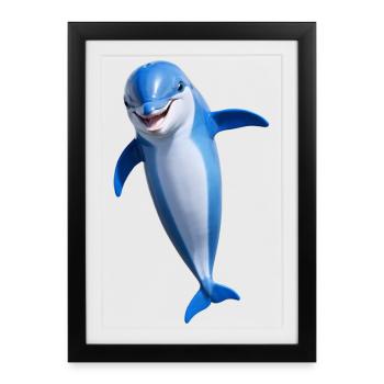 Cheerful Dolphin - Framed poster (27 × 37 cm) - black - Front