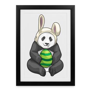 Oreilles de lapin de Pâques panda - Affiche encadrée (27 × 37 cm) - noir - Devant