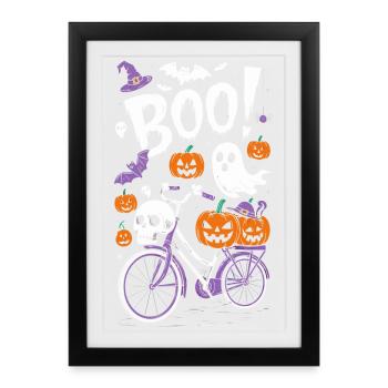 Thème de vélo d’Halloween effrayant - Affiche encadrée (27 × 37 cm) - noir - Devant