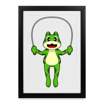 Frog Jumping Rope Skipping Rope Fitness - Framed poster (27 × 37 cm) - black - Front