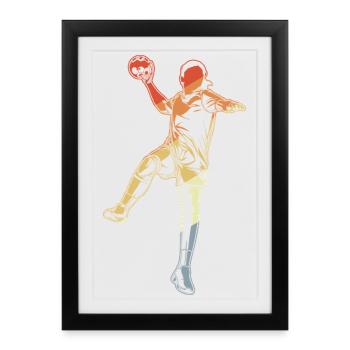 Handball fille look rétro - Affiche encadrée (27 × 37 cm) - noir - Devant