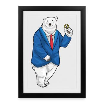 Polar Bear Groom Wedding Ring Wedding - Framed poster (27 × 37 cm) - black - Front