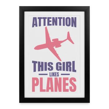 Fille de l’avion - Affiche encadrée (27 × 37 cm) - noir - Devant
