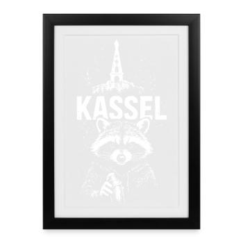 Kassel Hercules Raton laveur Kassel - Affiche encadrée (27 × 37 cm) - noir - Devant