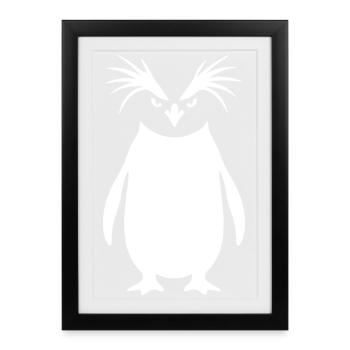 Art minimaliste de la silhouette du pingouin empereur - Affiche encadrée (27 × 37 cm) - noir - Devant