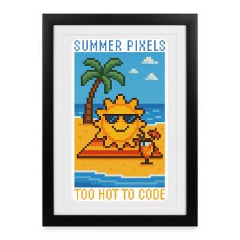 Pixels ensoleillés et froid - Affiche encadrée (27 × 37 cm) - noir - Devant