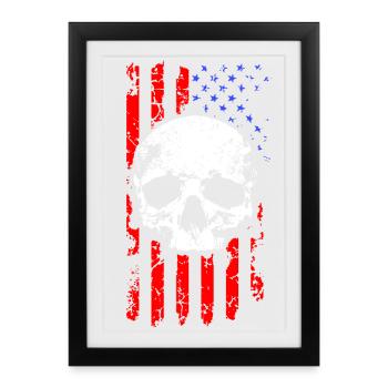 American Flag Skull - Framed poster (27 × 37 cm) - black - Front