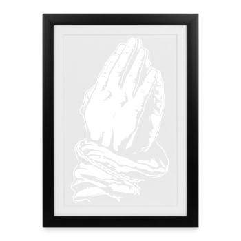 Mains de prière en noir et blanc - Affiche encadrée (27 × 37 cm) - noir - Devant