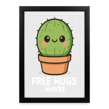 Friendly cactus looking for a hug - Framed poster (27 × 37 cm) - black - Front