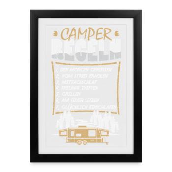 Camper Camping Caravan Saying - Framed poster (27 × 37 cm) - black - Front