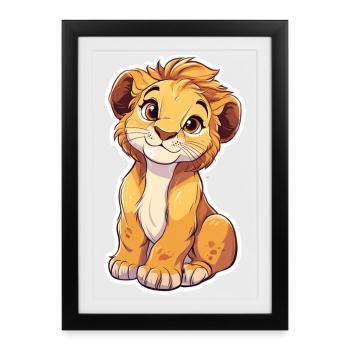 Lion - Affiche encadrée (27 × 37 cm) - noir - Devant