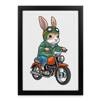 Moto Lapin - Affiche encadrée (27 × 37 cm) - noir - Devant