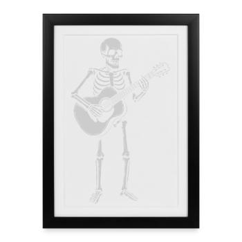 Skeleton jouant de la guitare dans un groupe de rock - Affiche encadrée (27 × 37 cm) - noir - Devant