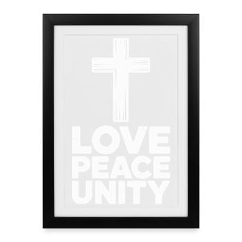 Love, Peace, Unity, Cross, Spirituality - Framed poster (27 × 37 cm) - black - Front