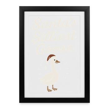 L’oie la plus stupide du Père Noël Noël drôle Père Noël - Affiche encadrée (27 × 37 cm) - noir - Devant