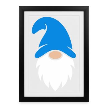 Icône barbue de gnome azur - Affiche encadrée (27 × 37 cm) - noir - Devant