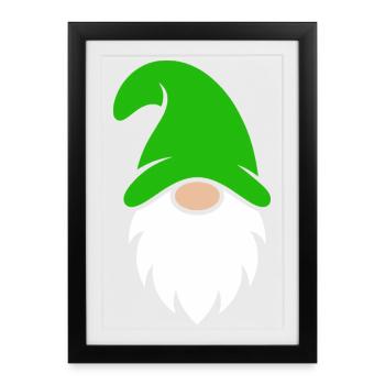 Nain de jardin avec chapeau vert vif - Affiche encadrée (27 × 37 cm) - noir - Devant