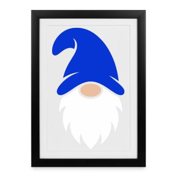 Breloque Gnome barbu bleu - Affiche encadrée (27 × 37 cm) - noir - Devant