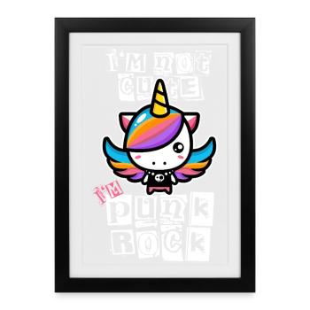 Punkrock Einhorn - Gerahmtes Poster (27 × 37 cm) - Schwarz - Vorne