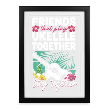 Hawaiian Ukulele Uke Friends - Framed poster (27 × 37 cm) - black - Front