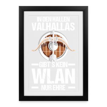 Mur des Boucliers Médiévaux Marché Médiéval Viking - Affiche encadrée (27 × 37 cm) - noir - Devant