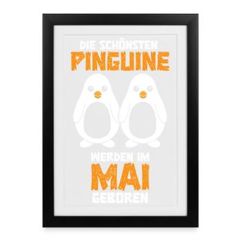 May Birthday Penguin Saying Funny - Framed poster (27 × 37 cm) - black - Front