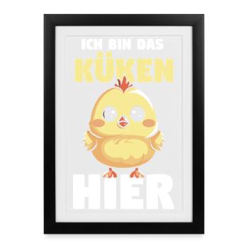 Éleveur de poulets Éleveur de ferme poussins - Affiche encadrée (27 × 37 cm) - noir - Devant