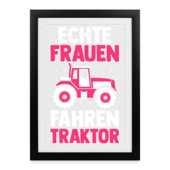 Trecker Landwirt Bauer Traktorfahrer Traktor - Gerahmtes Poster (27 × 37 cm) - Schwarz - Vorne