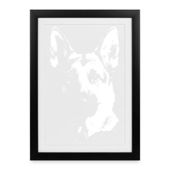 T-shirt Berger Allemand – chien loyal protecteur - Affiche encadrée (27 × 37 cm) - noir - Devant