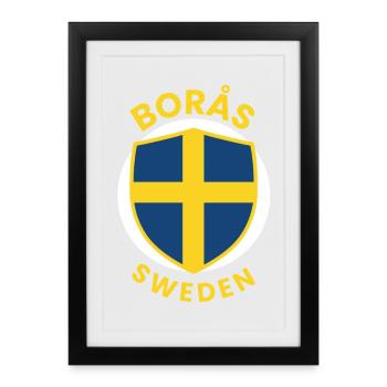 Emblème de la Suède de Borås - Affiche encadrée (27 × 37 cm) - noir - Devant