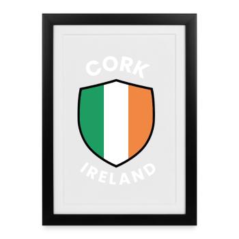 Cork Ireland Shield Crest - Framed poster (27 × 37 cm) - black - Front
