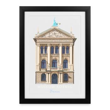 Bonn, Museum König, hand-drawn - Framed poster (27 × 37 cm) - black - Front