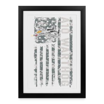 Camouflage militaire militaire du drapeau américain A-10 Warthog - Affiche encadrée (27 × 37 cm) - noir - Devant