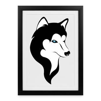 Silhouette Grave Yeux Bleus - Affiche encadrée (27 × 37 cm) - noir - Devant