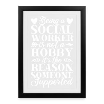 Citation d’assistant social n’est pas un hobby Le travail social - Affiche encadrée (27 × 37 cm) - noir - Devant