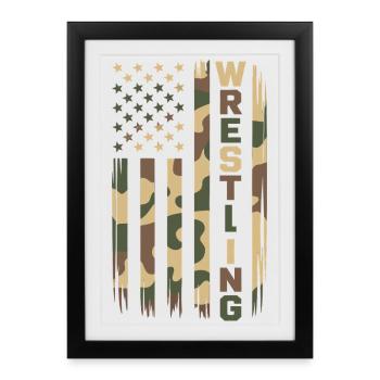 Wrestling USA Flag Camo Patriot Design - Affiche encadrée (27 × 37 cm) - noir - Devant