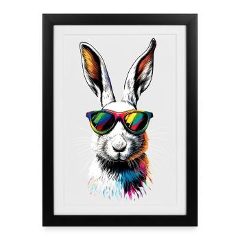 Lapin de montagne Lièvre arctique Labiin albinos Lapin blanc - Affiche encadrée (27 × 37 cm) - noir - Devant