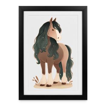 Cheval - Affiche encadrée (27 × 37 cm) - noir - Devant