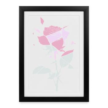 Pastel Rose Fragments - Affiche encadrée (27 × 37 cm) - noir - Devant